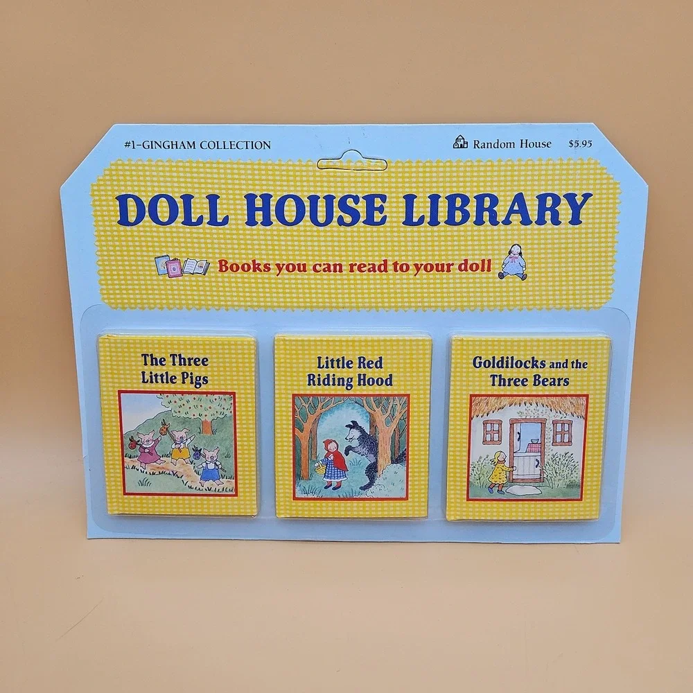 Vintage Doll House Library Gingham Collection Brand New NOS Mini Books